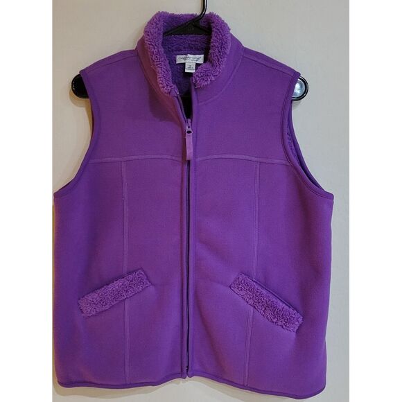 Coldwater Creek Womens Purple Medium Zip Vest‎ with pockets fleece lined - Picture 2 of 9